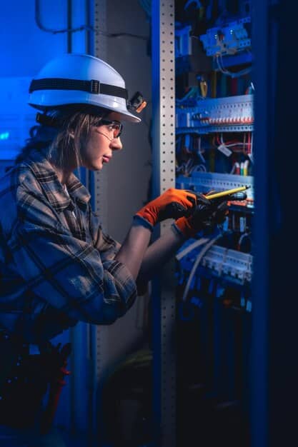 Electrician installing panel wiring — Second Act Trades