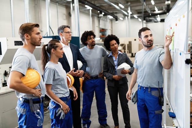 Skilled trades workers on a construction site