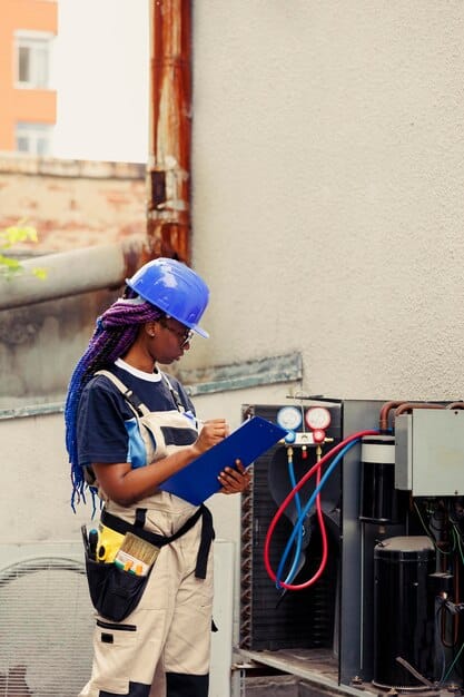 HVAC technician performing maintenance — Second Act Trades