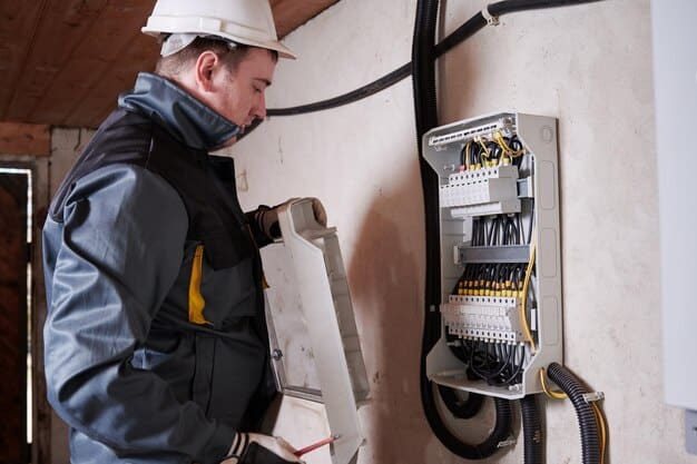 Experienced electrician working in a switchboard — Second Act Trades