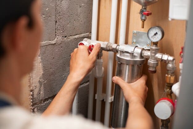 Plumber installing pipe systems — Second Act Trades