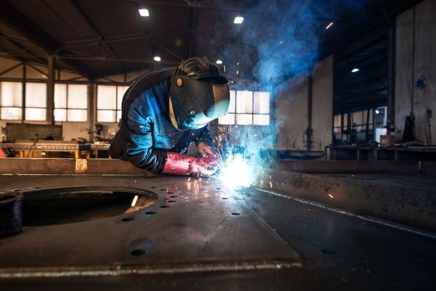 Welder working with metal in a workshop — Second Act Trades