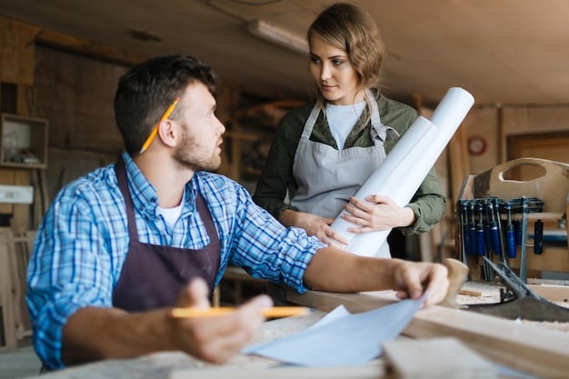 Carpenter learning the trade with an apprentice — Second Act Trades