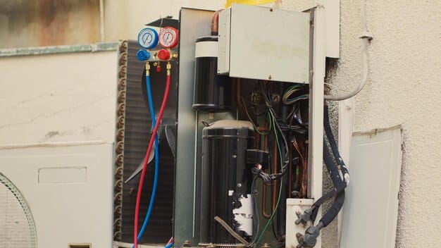 HVAC apprentice checking manifold gauges — Second Act Trades