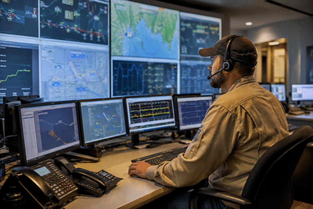 Pipeline controller monitoring a natural gas control room