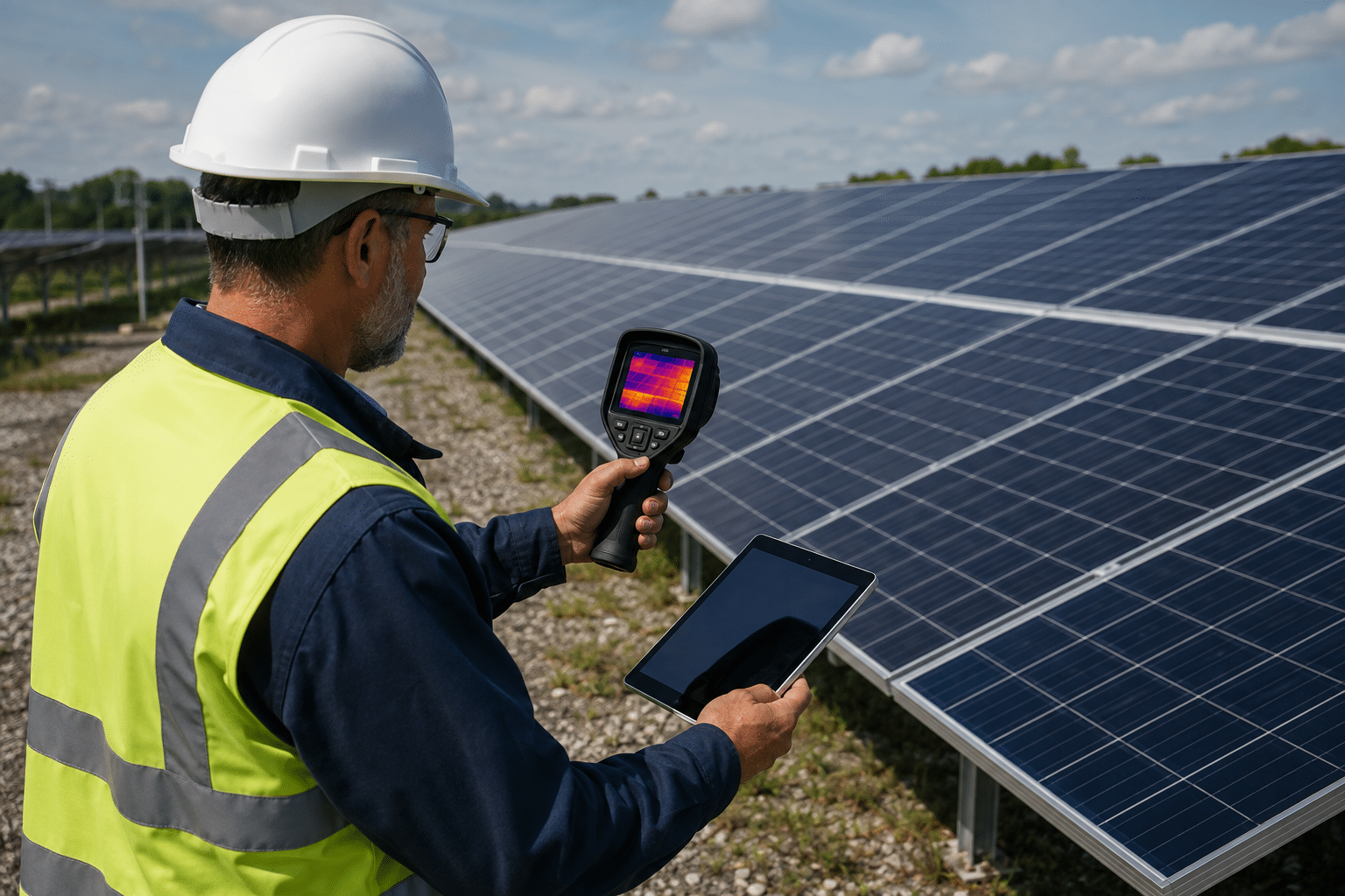 Solar panel inspector using thermal imaging