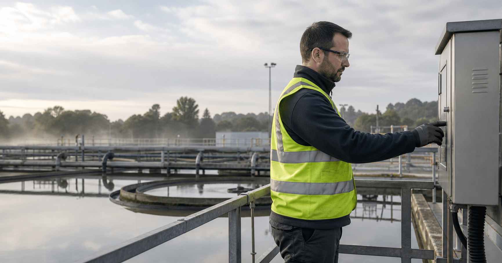 Water treatment operator training at a treatment plant